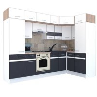 Bucatarie de Colt BIG GENA NEW ST. 150-290, ALB / Decor ALB/GRI